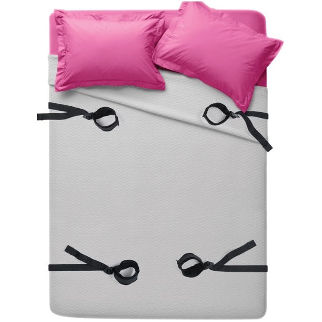 Underbed restraint system, soft cuffs, fits any bed size